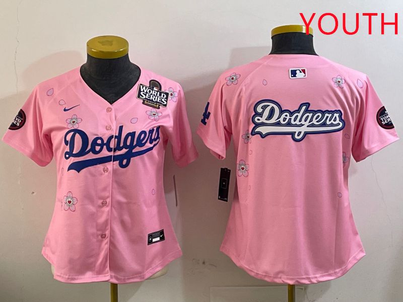 Youth Los Angeles Dodgers Blank Pink Sakura Edition 2025 Nike MLB Jersey style 15